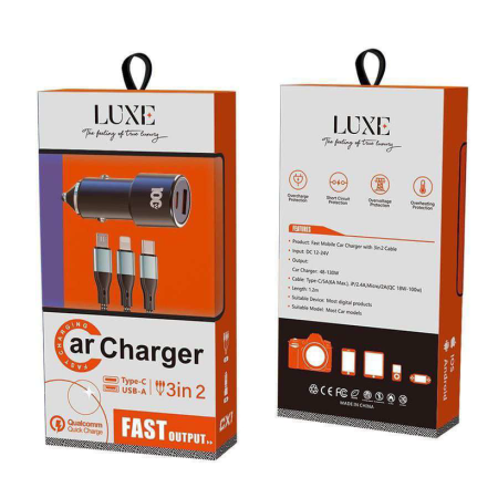 Key Care LUXE Fast Car Charger With 3IN2 Cable | CK1