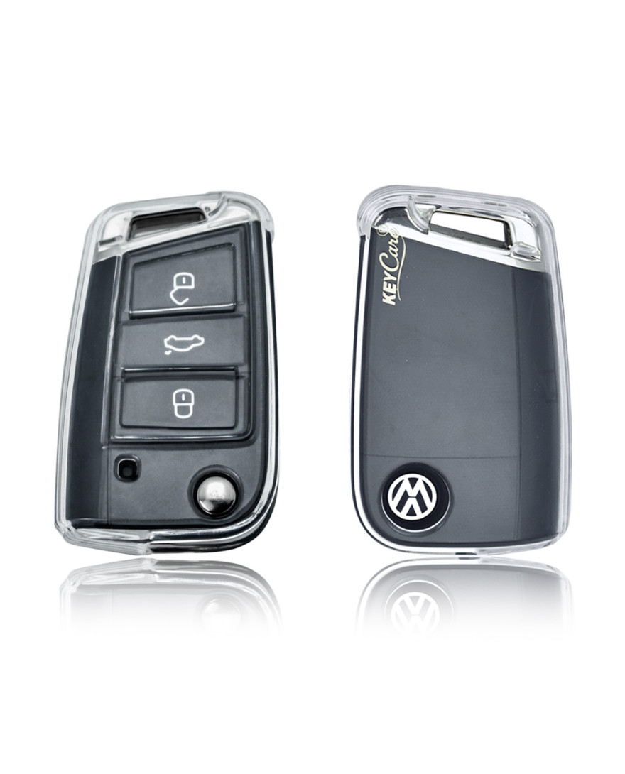 Keycare Clear Transparent TPU Key Cover CL TP 44 | Compatible with Octavia, Slavia, Superb, Taigun, Tiguan, Virtus