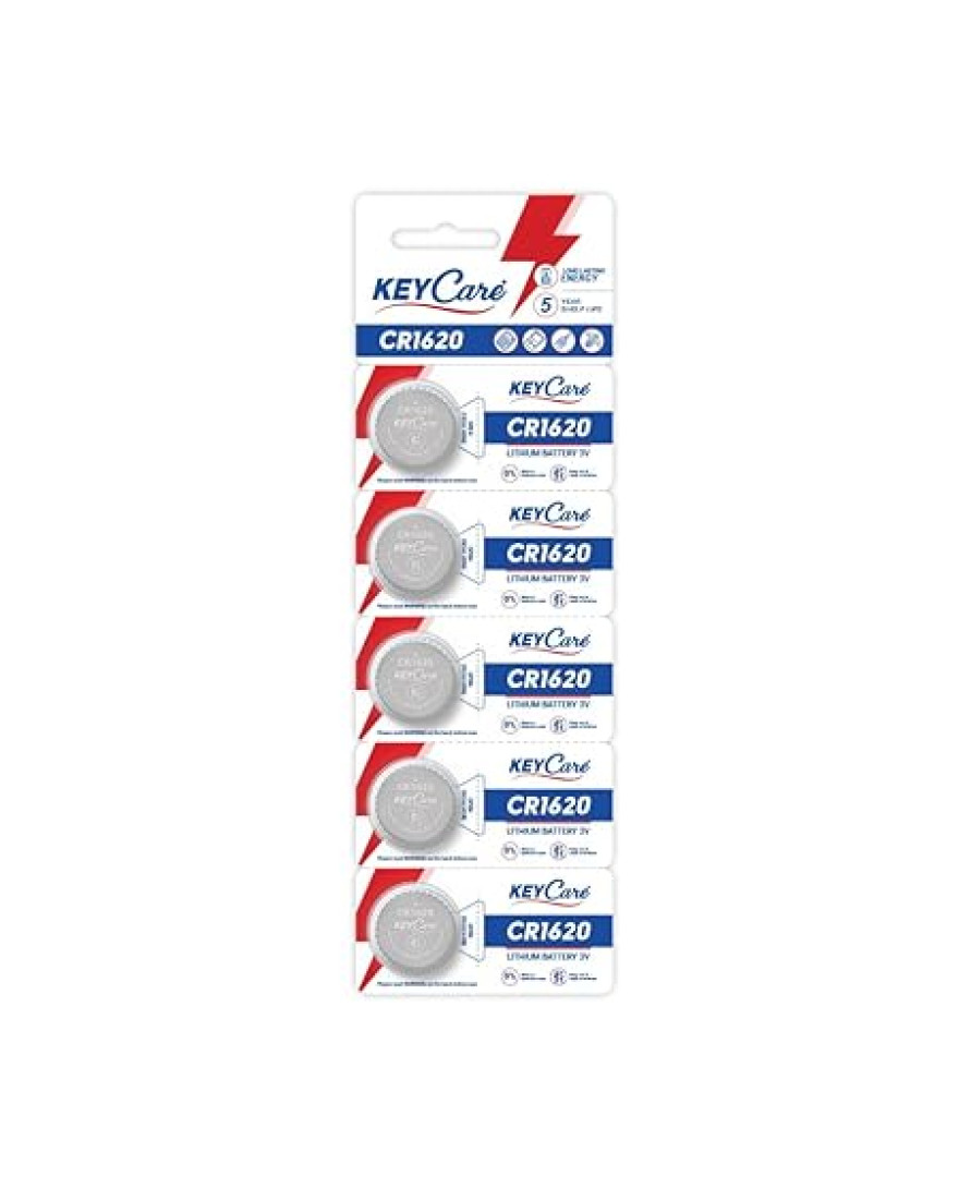 KeyCare Long Lasting CR1620 Lithium Coin Cell Battery | 3V Voltage | Environmentally Friendly | High Capacity | Pack of 5