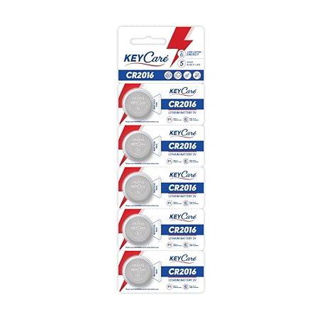 KeyCare Long Lasting CR2016 Lithium Coin Cell Battery | 3V Voltage | Environmentally Friendly | High Capacity | Pack of 5