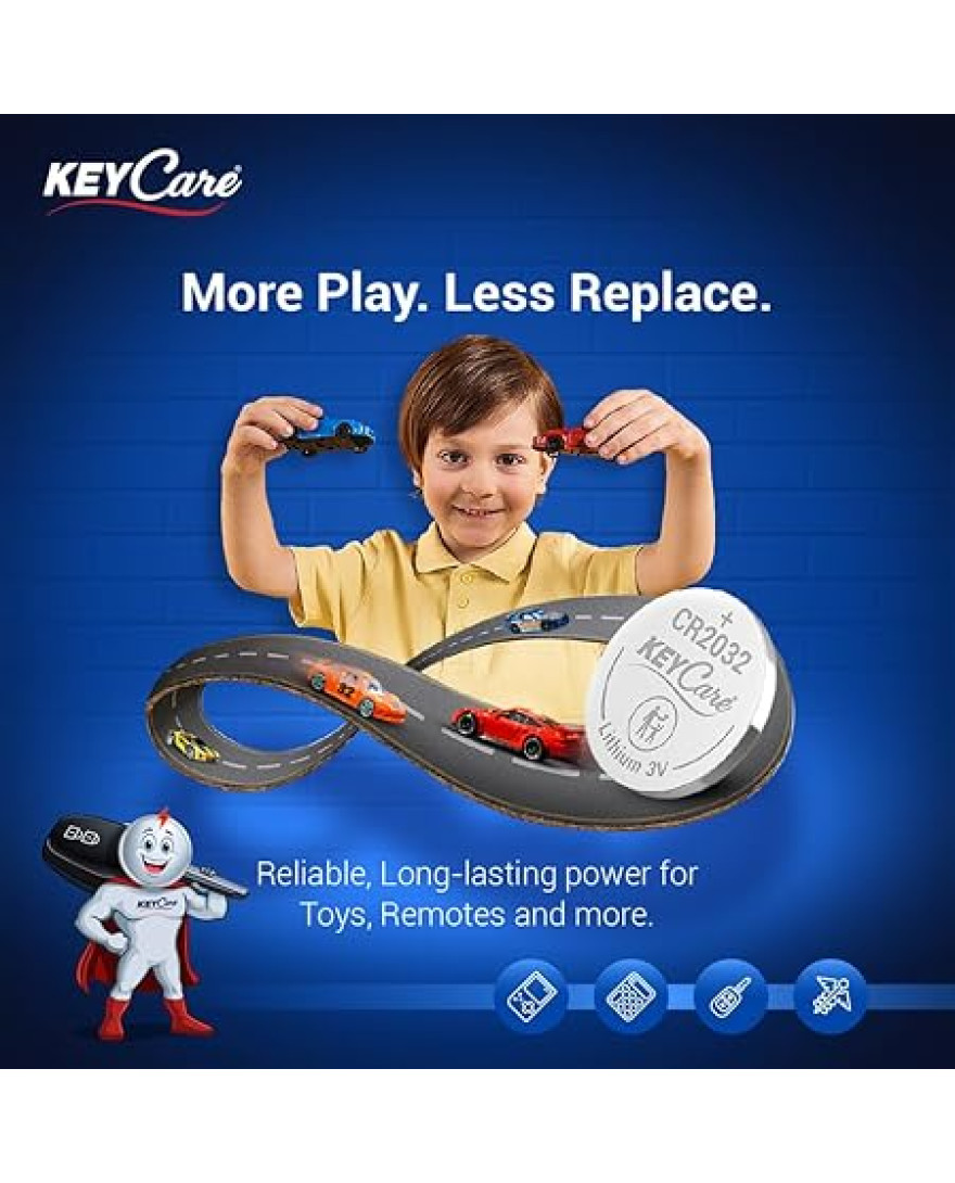 KeyCare Long Lasting CR2032 Lithium Coin Cell Battery | 3V Voltage | Environmentally Friendly | High Capacity | Pack of 5