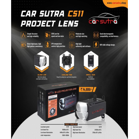 CS 66| Carsutra BI-LED Projector Lens | Low Beam Power 30W | High Beam Power 40W