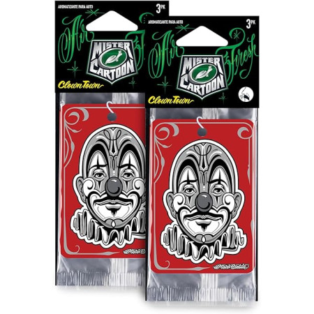 Turtle Wax X Mister Cartoon Air Fresh Odor Neutralizing Hanging Paper Air Freshener, Long Lasting, for Car And Home, Clown Town Fragrance | Pack of 3 Turtle Wax X Mister Cartoon Air Fresh Odor Neutralizing Hanging Paper Air Freshener, Long Lasting, for Car And Home, Clown Town Fragrance | Pack of 3