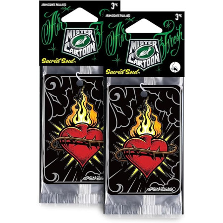 Turtle Wax X Mister Cartoon Air Fresh Odor Neutralizing Hanging Paper Air Freshener Sacred Soul Fragrance | Pack of 3 Turtle Wax X Mister Cartoon Air Fresh Odor Neutralizing Hanging Paper Air Freshener Sacred Soul Fragrance | Pack of 3