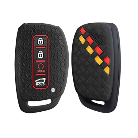 Keycare DE Series Silicon DE08 Key Cover Compatible for Alcazar and Creta 2021 with 4 Button Smart Key | Compare Key Shape and Buttons Before Ordering | Black Keycare DE Series Silicon DE08 Key Cover Compatible for Alcazar and Creta 2021 with 4 Button Smart Key | Compare Key Shape and Buttons Before Ordering | Black