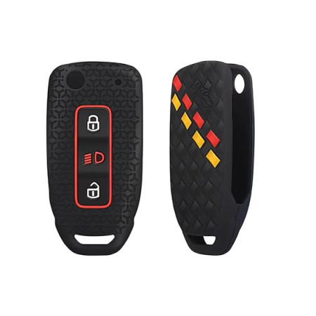 Keycare DE Series Silicon Key Cover DE29 Compatible for Nexon, Harrier, Hexa, Safari Storme, Zest, Bolt, Zica, Tiago, Hexa, Tigor flip Key | Black Keycare DE Series Silicon Key Cover DE29 Compatible for Nexon, Harrier, Hexa, Safari Storme, Zest, Bolt, Zica, Tiago, Hexa, Tigor flip Key | Black