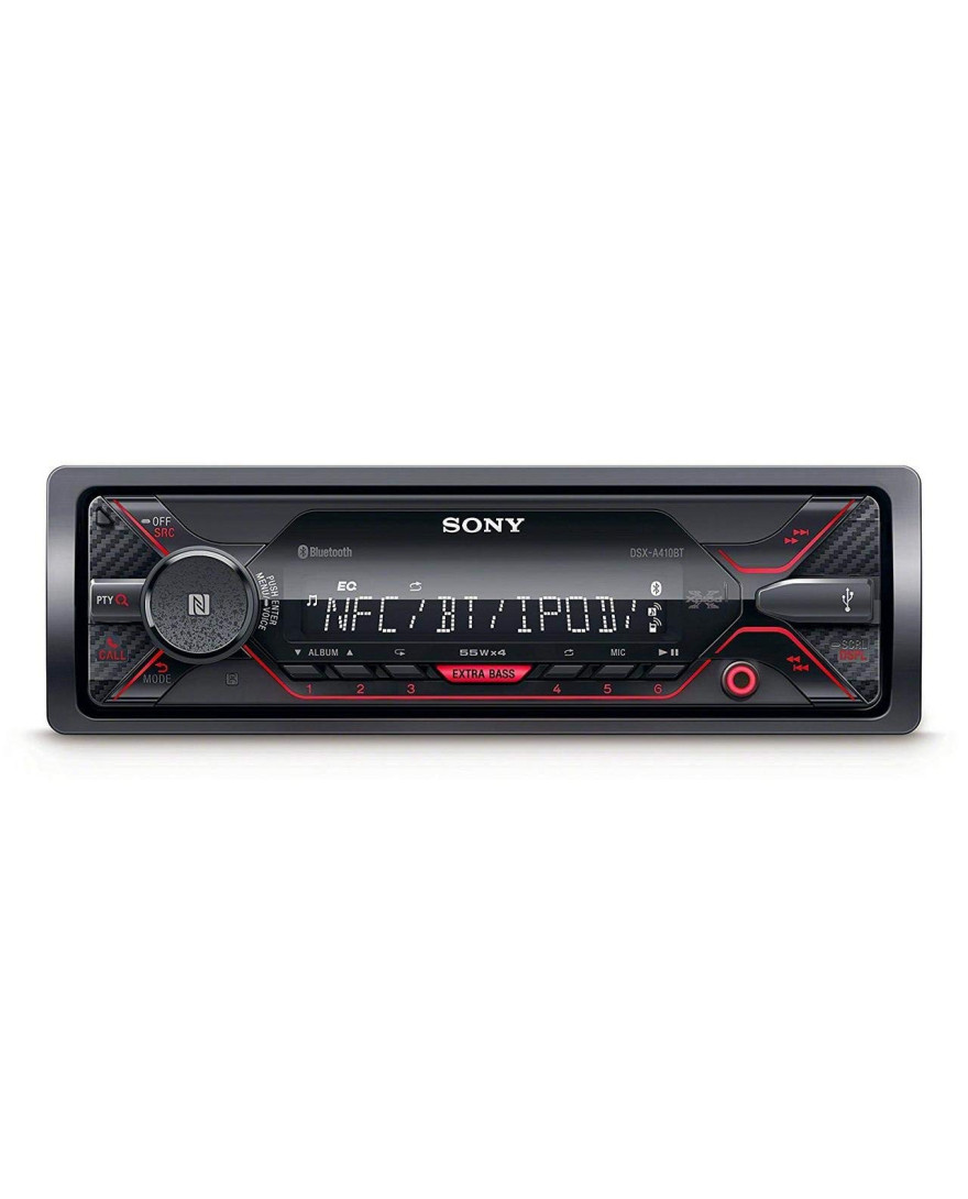Sony Car Stereo DSX A410BT Digital Media Receiver with NFC, Bluetooth, USB, AUX, FM | Black| PRE Out 2 x 2V, Output Power 55W x 4, 10 Band Equalizer
