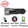 Blackcat Dual USB Safety Charger Resq | Fast Charger 3.1A | Hammer Tip Tungsten Carbide | Sharp Blade Seat Belt Cutter