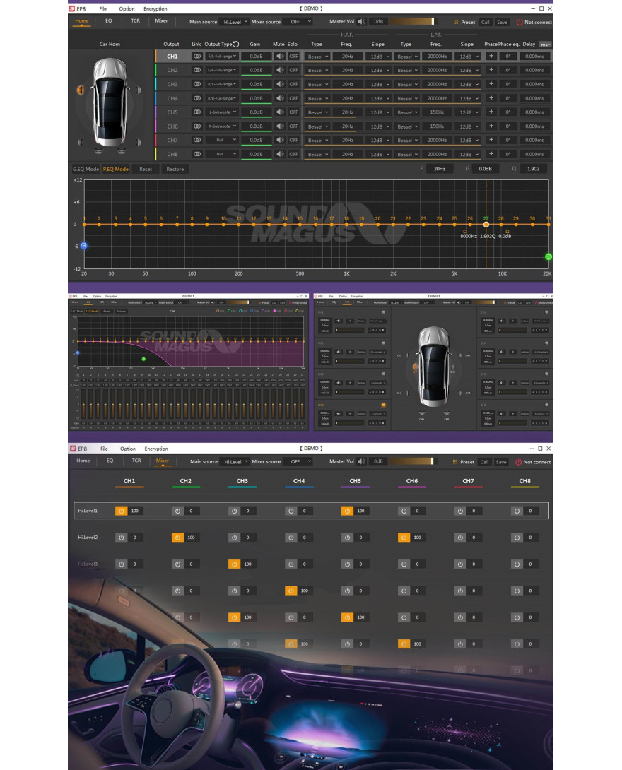 SOUNDMAGUS EP12 12-channel DSP with built-in 12-channel D-class amplifier