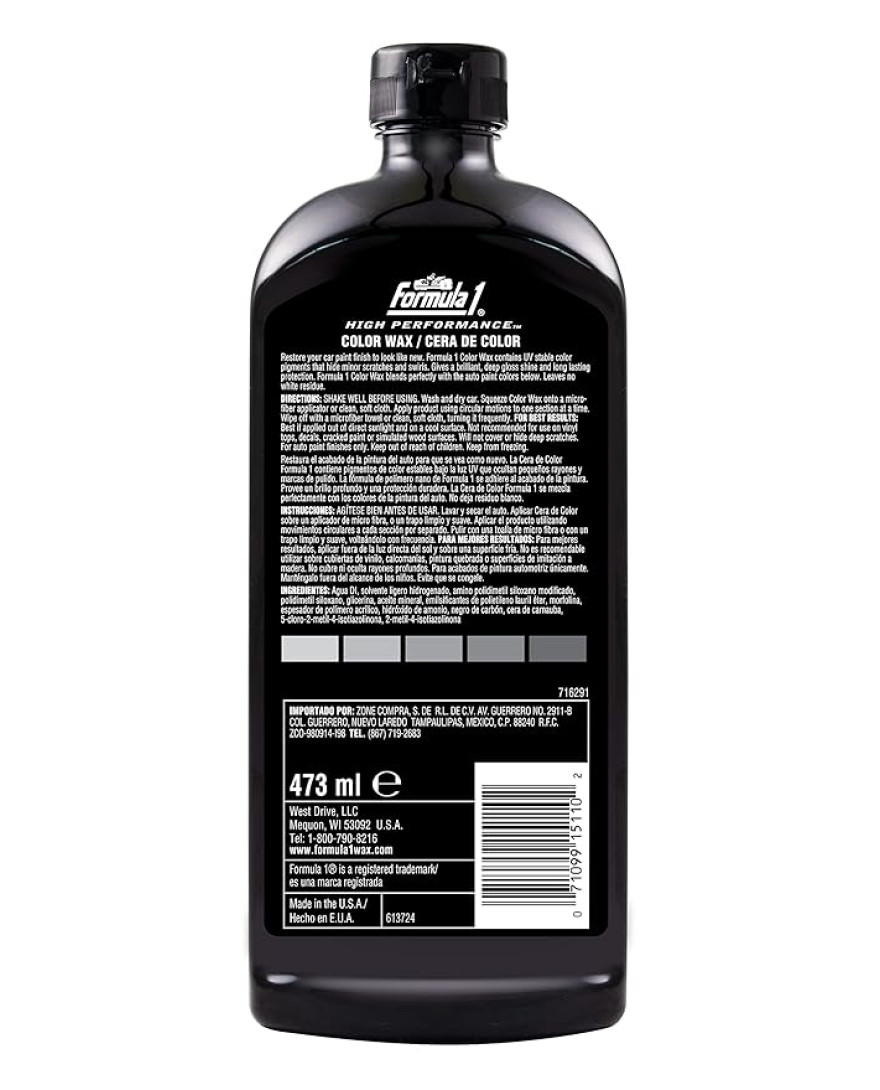 Formula 1 Color Wax for Cars | 473 ml | Silver | ‎‎615471 | Made in USA