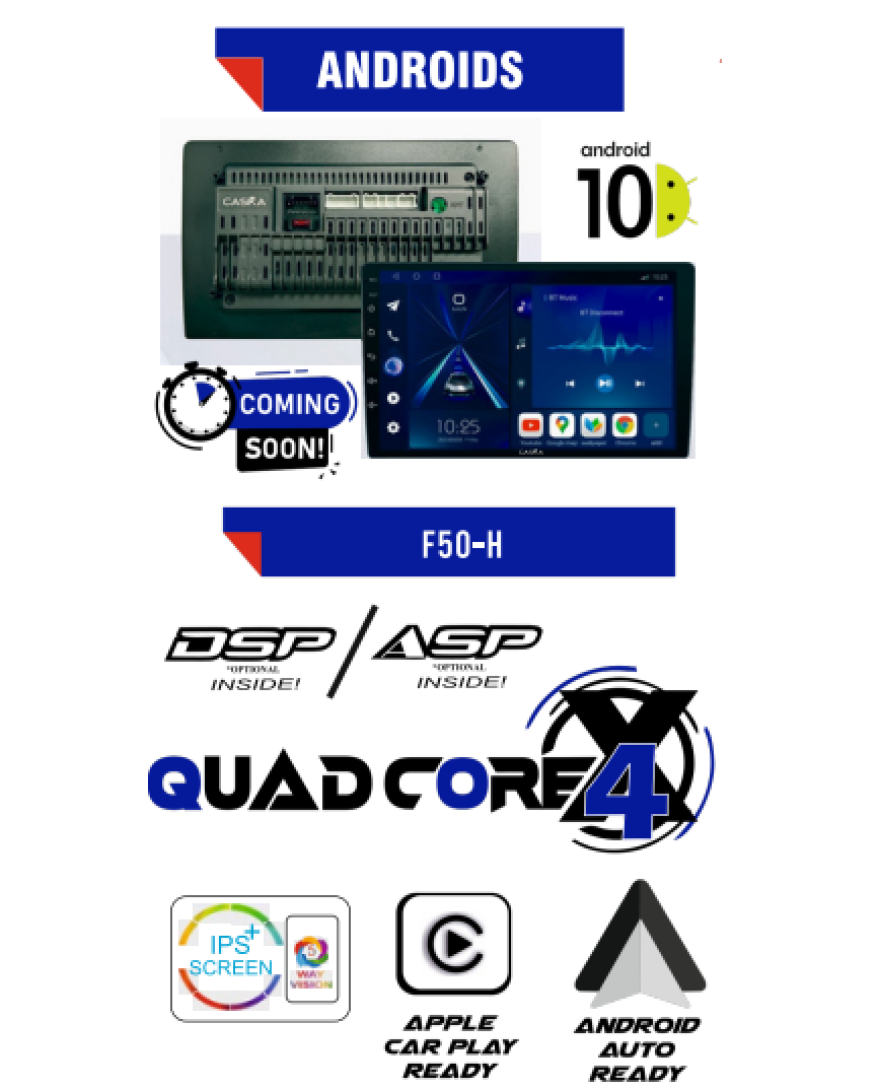 CASKA F50H With Android 10 | 2+32GB | WiFi5 2.4G &5G| Car Radio Player with Carplay Android Auto 9/10inch Car Multimedia Player
