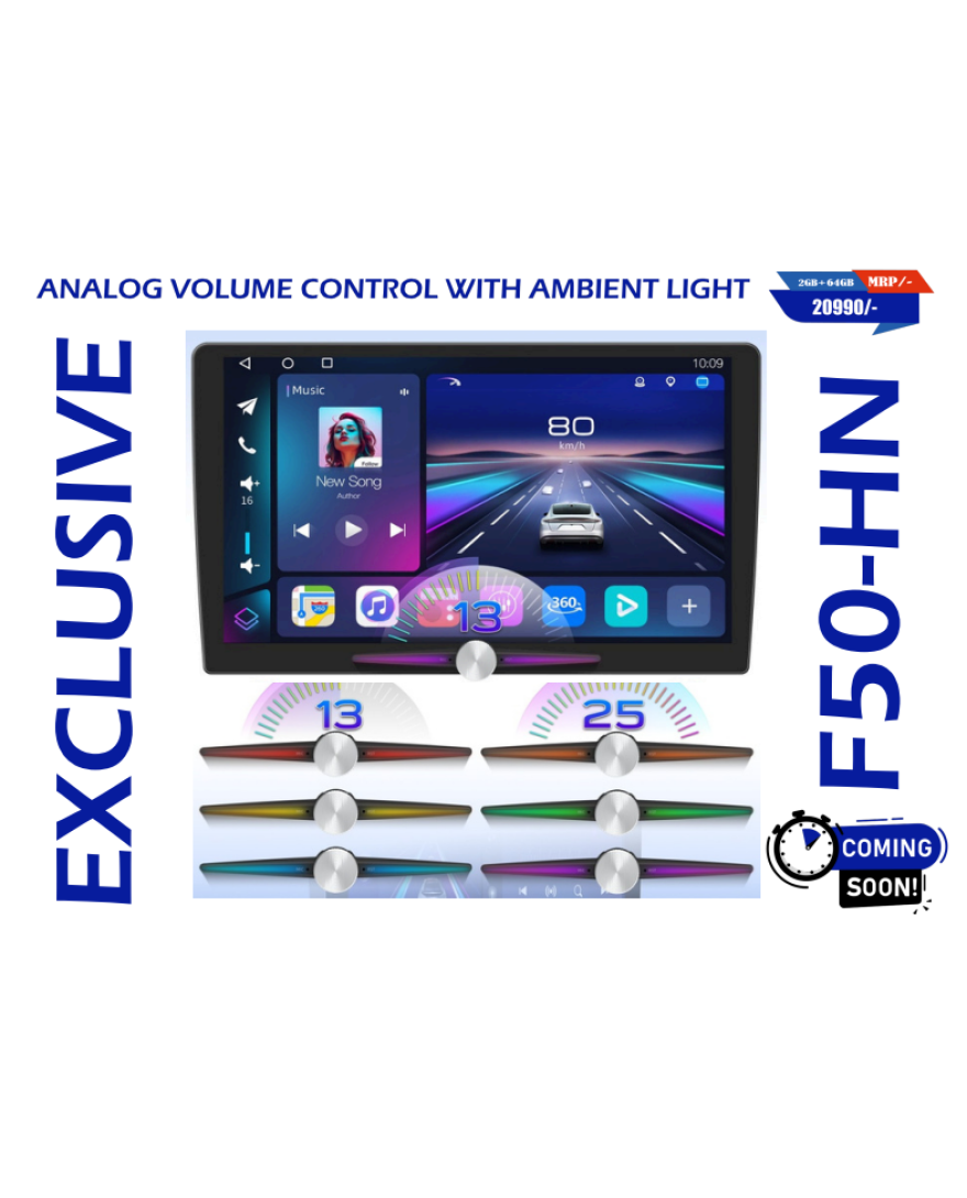 CASKA F50HN With Android 10 ANALOG VOLUME CONTROL KNOB WITH AMBIENT LIGHT | 2+64GB | WiFi5 2.4G &5G| Car Radio Player with Carplay Android Auto 9/10inch Car Multimedia Player