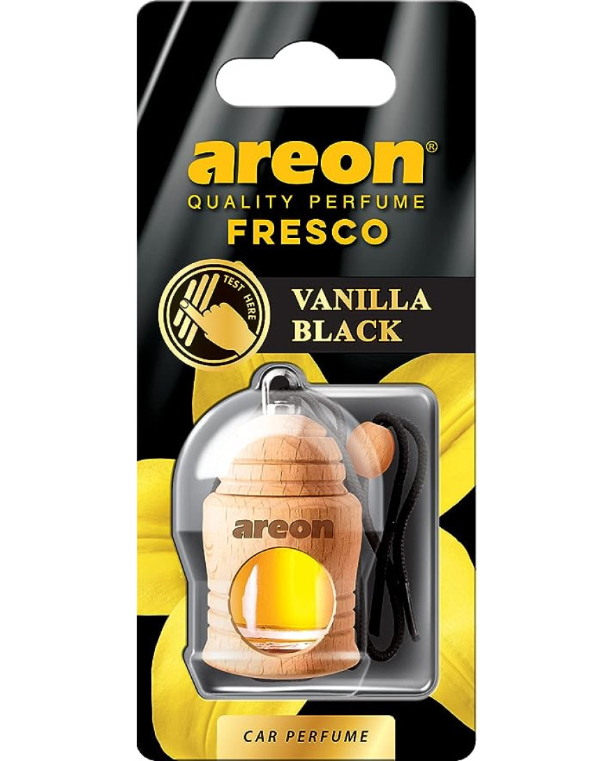 Areon Fresco Vanilla Black, Car Air Freshener, Room Freshener | Long Lasting Fragrance, Air Freshener for Office and Home