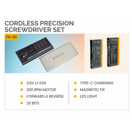Stellar Cordless Precision Screw Driver Set | Type C Cahrging | LED Light