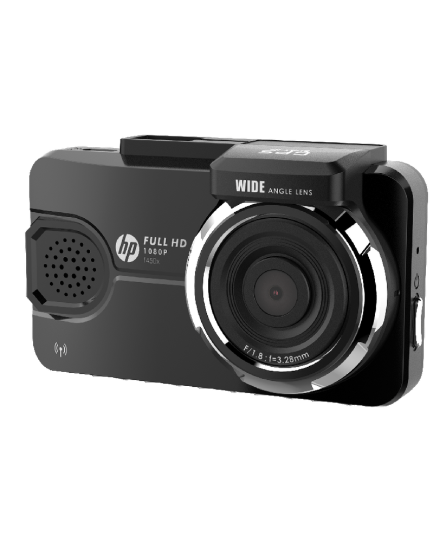 HP DASH CAM F450X (FULL HD- 1080P RECORDING WITH GPS & WI-FI , INCLUDES FRONT & REAR CAMERA)