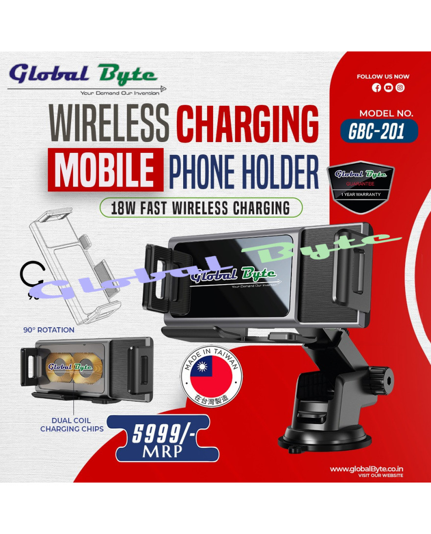 Mobile Phone Holder 2 Coil with 18W Fast Wireless Charging  also use Fold Mobile (Special fucntion of Rotation)
