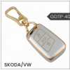 keycare Gold Dust TPU key cover And keychain for Virtus, Tiguan, Taigun, Jetta, Slavia, Kodiaq, Kushaq, Karoq, Octavia flip key | GDTP 40