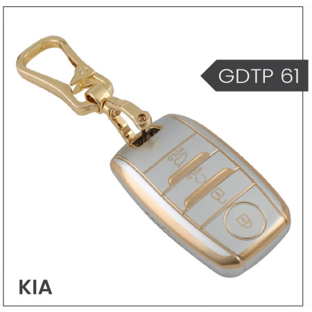 keycare Gold dust TPU key cover And keychain for Sonet, Seltos, Carens, Sonet X-line 4 Button Smart Key | GDTP 61 keycare Gold dust TPU key cover And keychain for Sonet, Seltos, Carens, Sonet X-line 4 Button Smart Key | GDTP 61