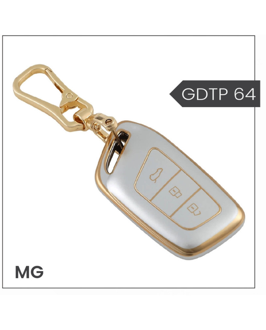 keycare Gold Dust TPU key cover And keychain for MG Hector smart key | GDTP 64