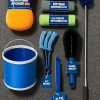 Bergmann Gladiator Microfibre Car Care Kit with Polishing Cloth, Glass Cloth, Drying Cloth, All-Purpose Cloth, Microfibre Sponge, Car Duster, Glass Wiper, Wheel Brush, AC Brush, Foldable Bucket, 10 pc