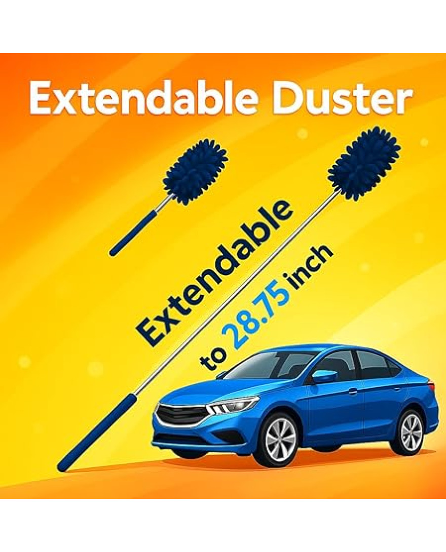 Bergmann Gladiator Microfibre Car Care Kit with Polishing Cloth, Glass Cloth, Drying Cloth, All-Purpose Cloth, Microfibre Sponge, Car Duster, Glass Wiper, Wheel Brush, AC Brush, Foldable Bucket, 10 pc