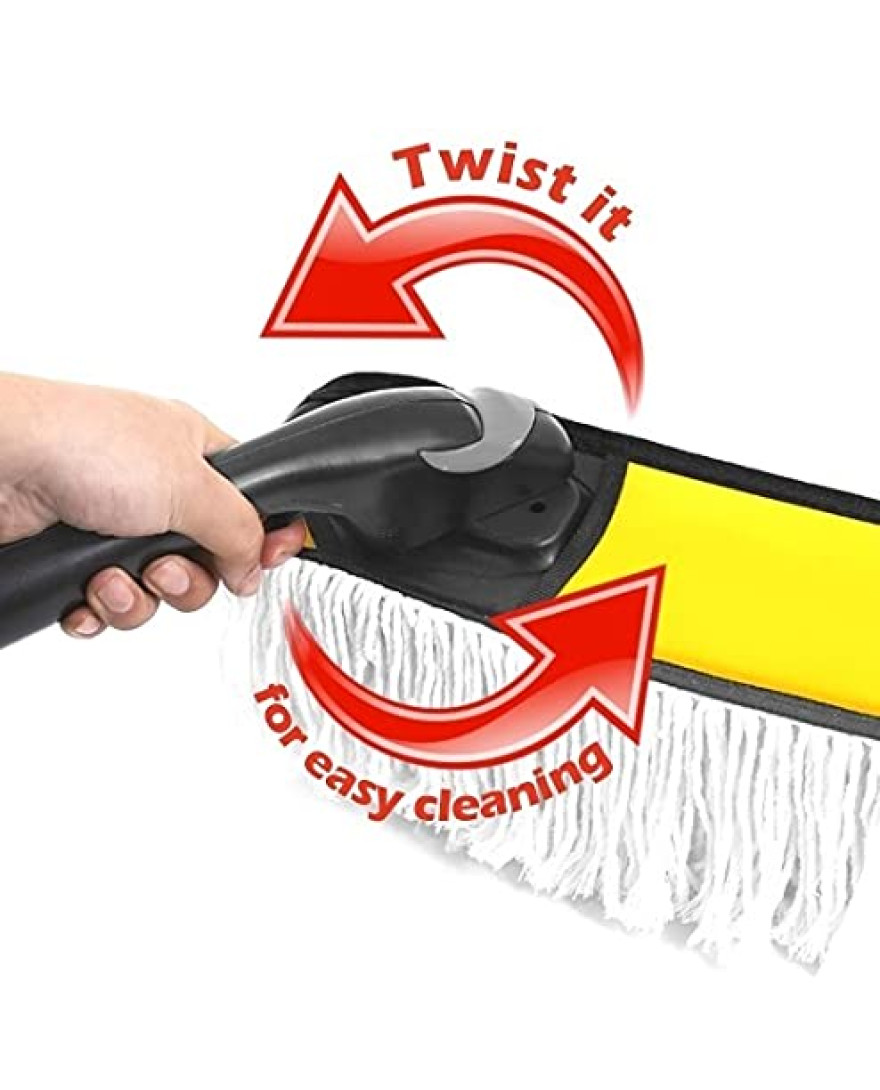 Bergmann Gladiator Twister Wax-Baked Car Duster | with Rotating Handle for Easier Cleaning | Thick And Dense 100% Cotton Fibres with Wax Coating | Scratch-Proof | Suitable for Car And Bikes