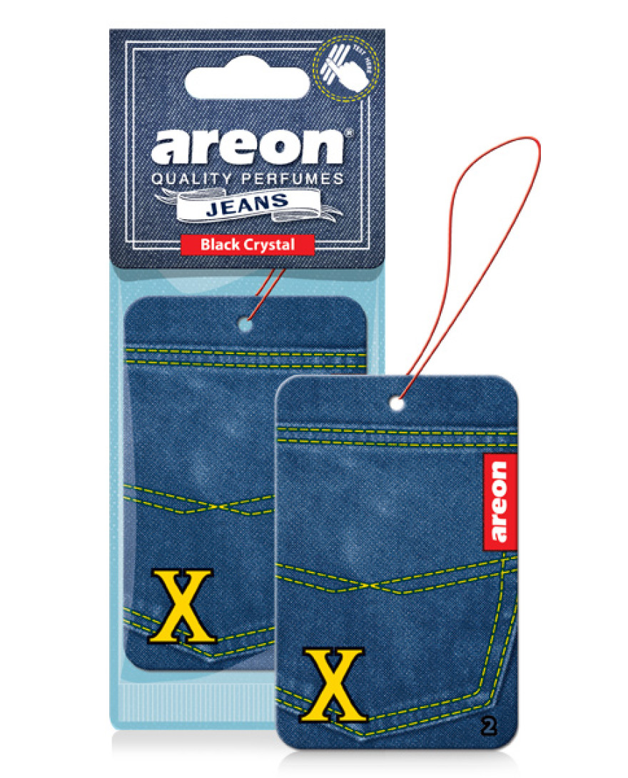 AREON Jeans Hanging Car Air Freshner Black Crystal X Logo