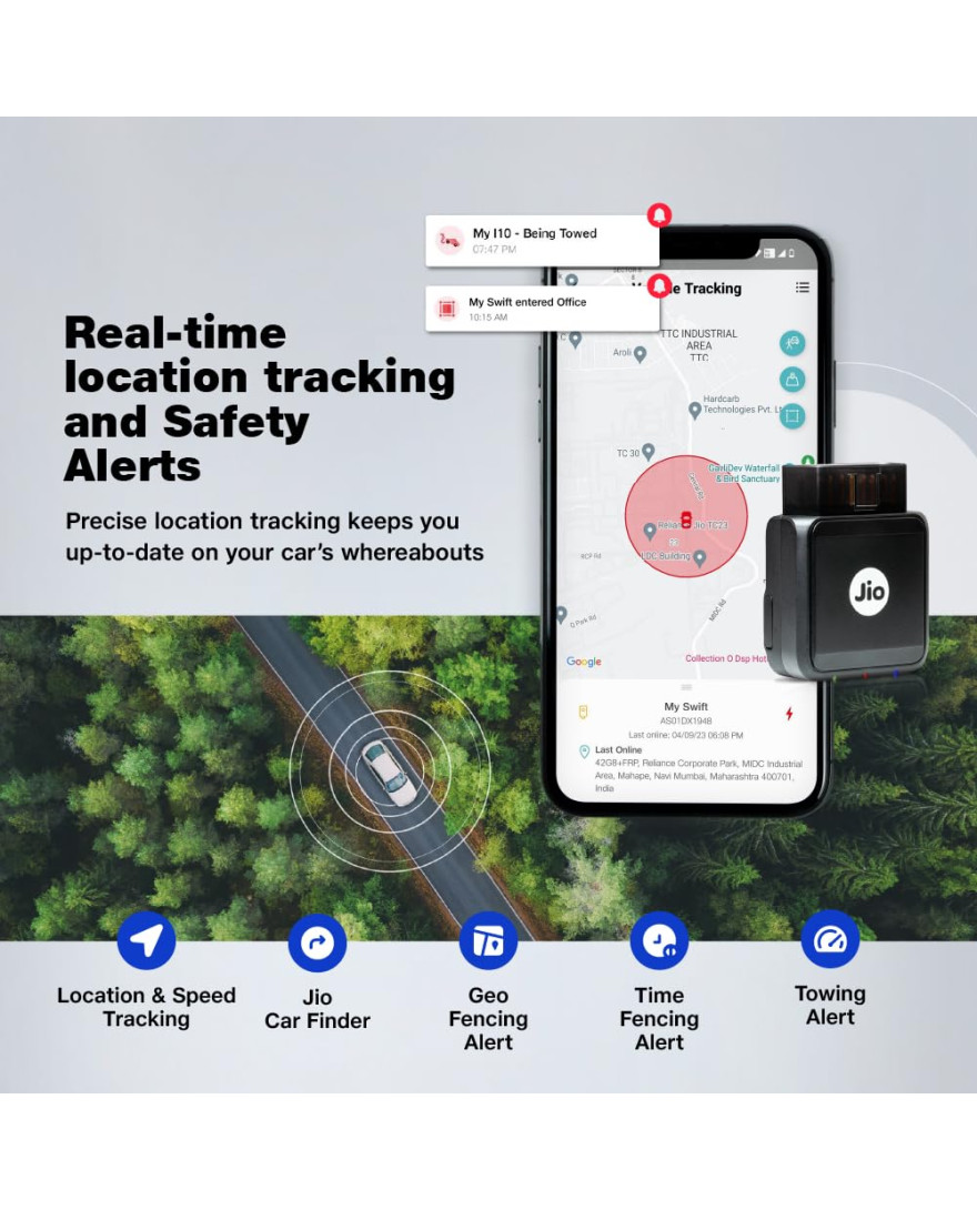 JioMotive(2023) 4G GPS Plug n Play OBD Car Tracker| eSIM | Real-Time Location| Geo &Time Fencing| Vehicle Health| Anti-Tow & Anti-Theft Feature| Wi-Fi Hotspot| ARAI Certified | Locked for JioNetwork