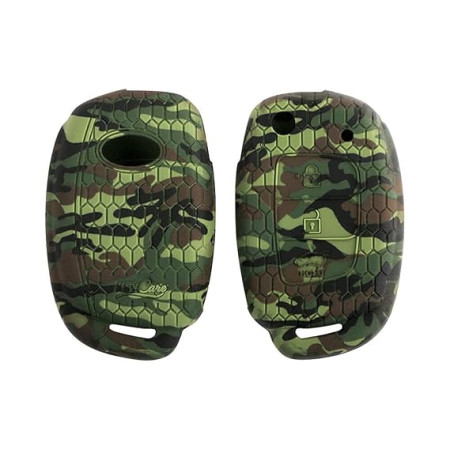 keycare Camouflage Silicon Key Cover KC10 Compatible Silicon Key Cover for Venue, Aura, Elite i20, Active i20, Xcent 3 Button flip Key