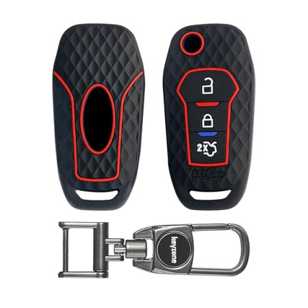 Keycare Silicon Key Cover fit for Ford Figo Aspire/ Endeavour flip Keys | Black  | KC12 Keycare Silicon Key Cover fit for Ford Figo Aspire/ Endeavour flip Keys | Black  | KC12