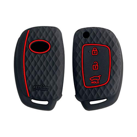 Keycare Silicon key cover fit for I20, Verna, Xcent 2012-14 flip key | KC16 | Black Keycare Silicon key cover fit for I20, Verna, Xcent 2012-14 flip key | KC16 | Black