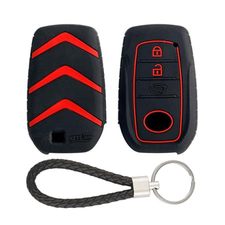 Keycare Silicon key cover fit for Toyota Innova Crysta, Innova HyCross, Hilux, Fortuner, Fortuner Facelift 2021, Fortuner Legender 2021 smart key | KC18 | Black Keycare Silicon key cover fit for Toyota Innova Crysta, Innova HyCross, Hilux, Fortuner, Fortuner Facelift 2021, Fortuner Legender 2021 smart key | KC18 | Black