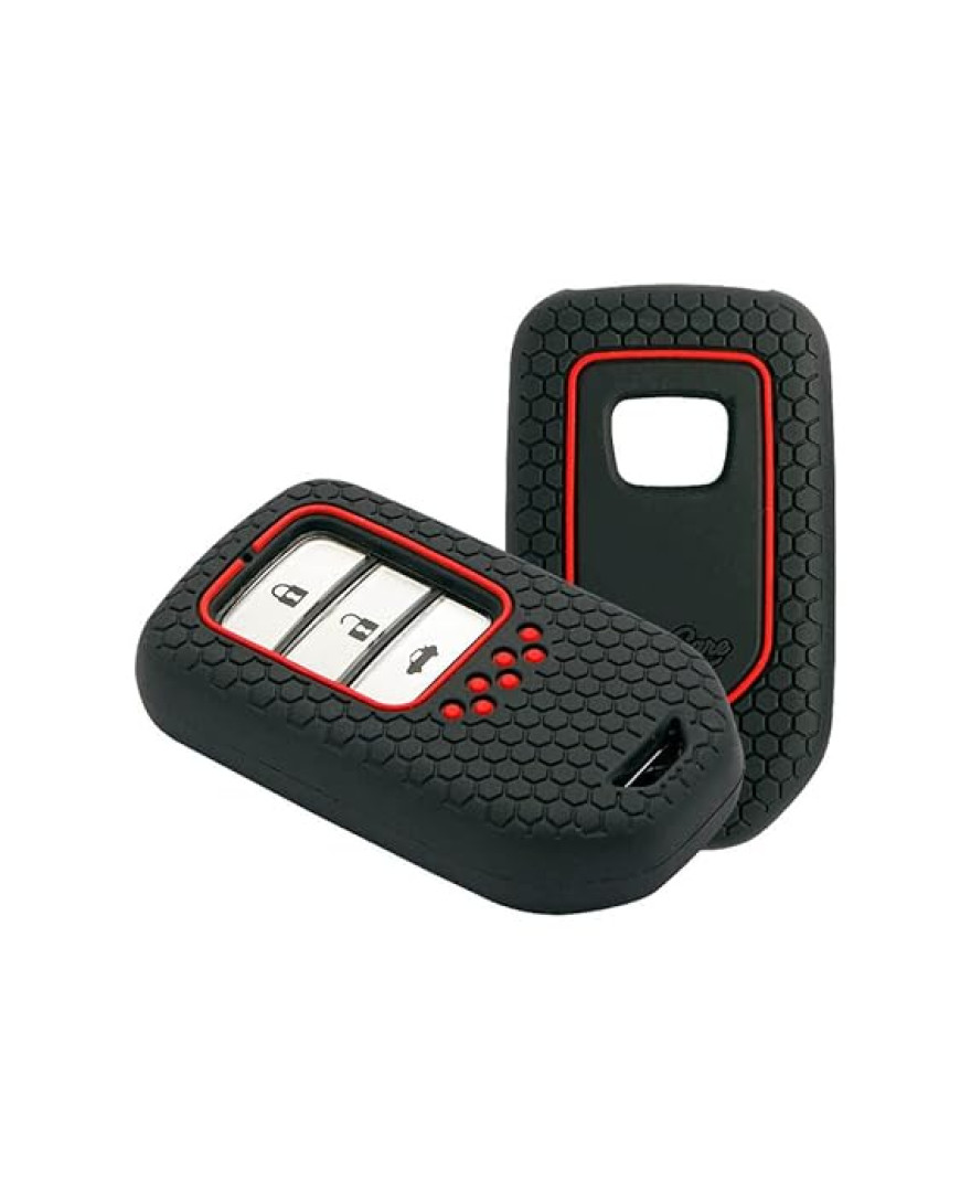 Keycare Silicon Key Cover Compatible for Elevate, City, Civic, Jazz, Amaze, CR-V, WR-V, BR-V Smart Key | Push Button Start Models | Black | KC24
