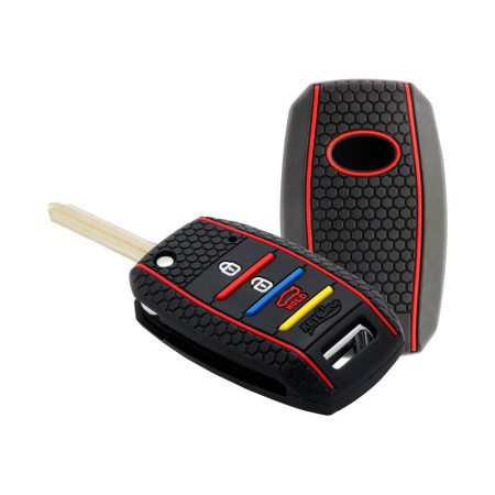Keycare Silicon Key Cover KC35 Compatible for Kia Seltos, Sonet, Carens 3 Button flip Key | Non Push Button Start Models only | Black Keycare Silicon Key Cover KC35 Compatible for Kia Seltos, Sonet, Carens 3 Button flip Key | Non Push Button Start Models only | Black