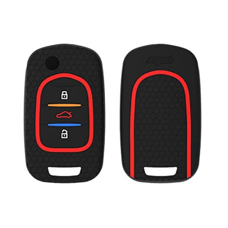 Keycare Silicon key cover KC39 fit for MG Hector 3 button flip key | Black Keycare Silicon key cover KC39 fit for MG Hector 3 button flip key | Black