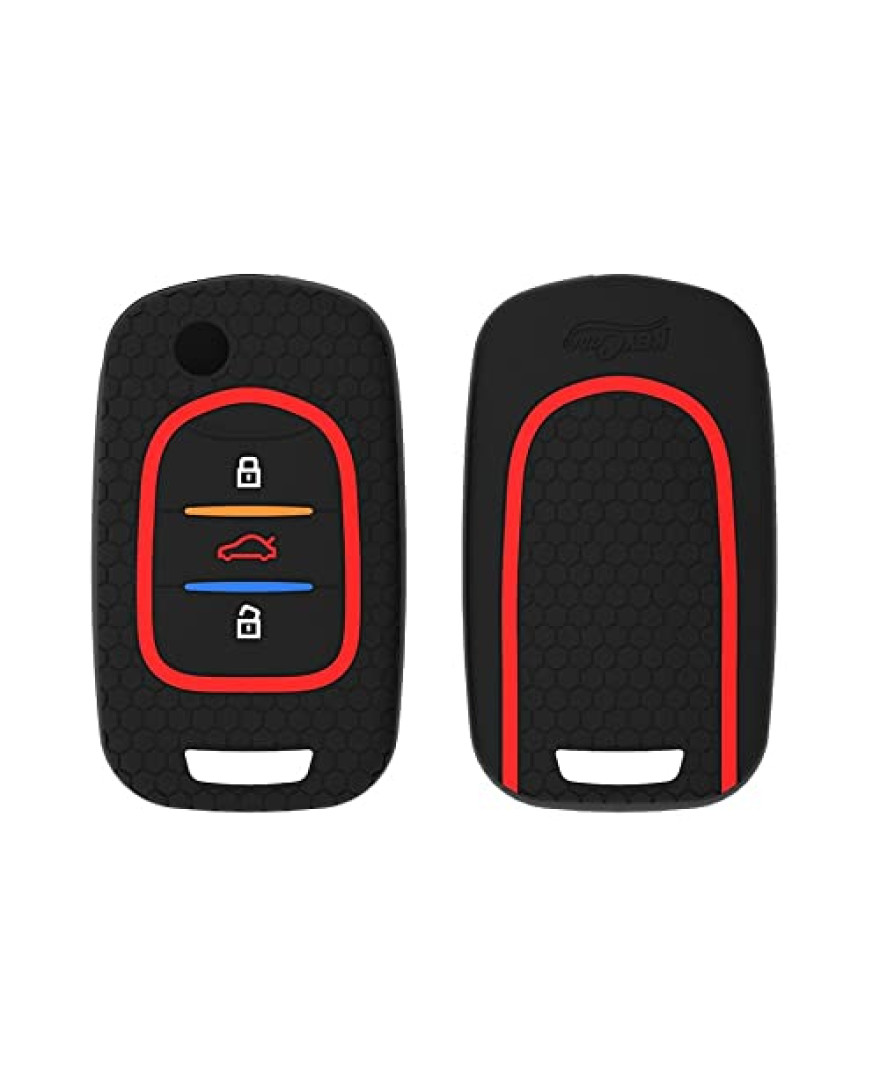 Keycare Silicon key cover KC39 fit for MG Hector 3 button flip key | Black
