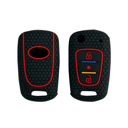 Keycare Silicon Key Cover KC45 Compatible for Hyundai i10, Old i20, Verna Fluidic 2007-2011 Models with flip Key | Black Keycare Silicon Key Cover KC45 Compatible for Hyundai i10, Old i20, Verna Fluidic 2007-2011 Models with flip Key | Black