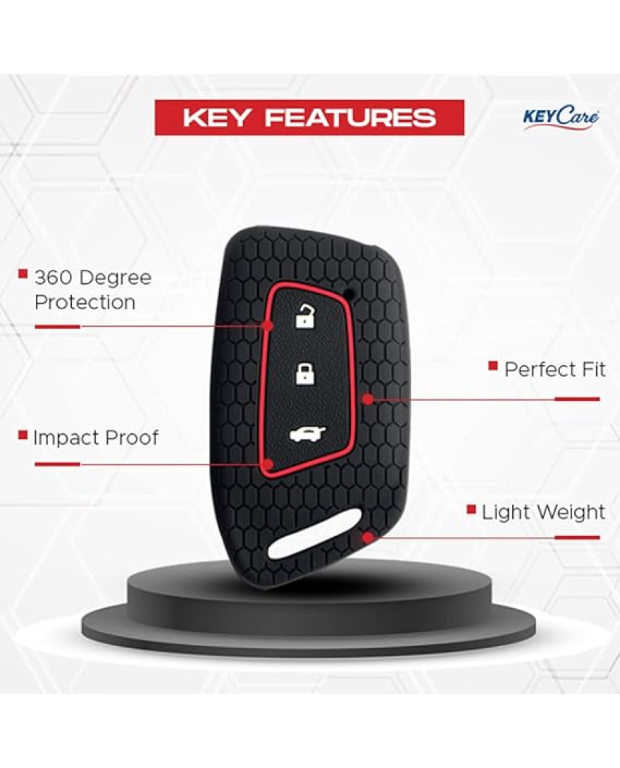 Keycare Silicon key cover fit for Mg Hector New smart key KC64 | Black