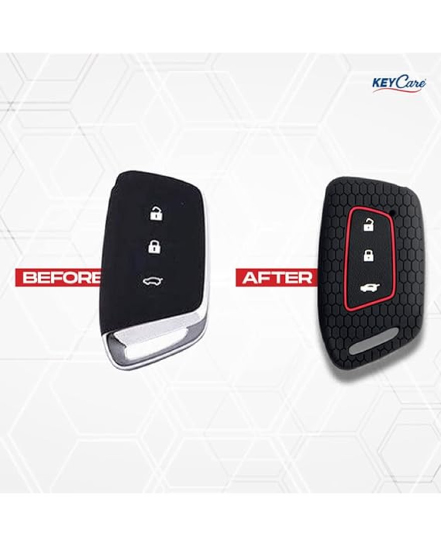 Keycare Silicon key cover fit for Mg Hector New smart key KC64 | Black