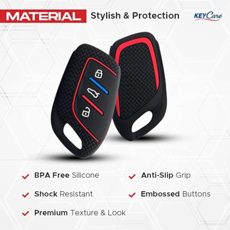Keycare Silicon Key Cover Fit for MG ZS EV, Astor 3 Button Smart Key KC65 | Black Keycare Silicon Key Cover Fit for MG ZS EV, Astor 3 Button Smart Key KC65 | Black