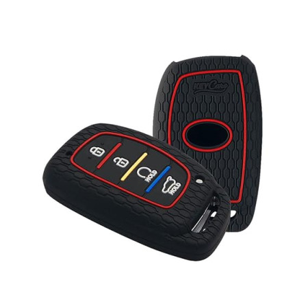 Keycare Silicon key cover for Alcazar and Creta 2021 4 button smart key KC67 | Black Keycare Silicon key cover for Alcazar and Creta 2021 4 button smart key KC67 | Black