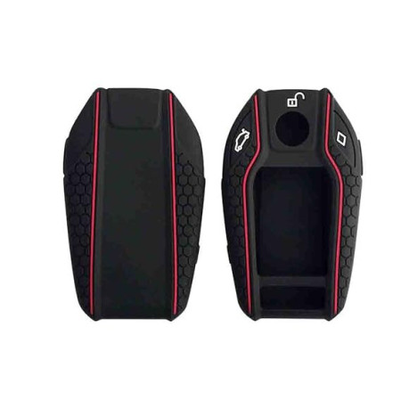 Keycare Silicon key cover fit for BMW LCD Display smart key | KC68 | Black with Red Keycare Silicon key cover fit for BMW LCD Display smart key | KC68 | Black with Red