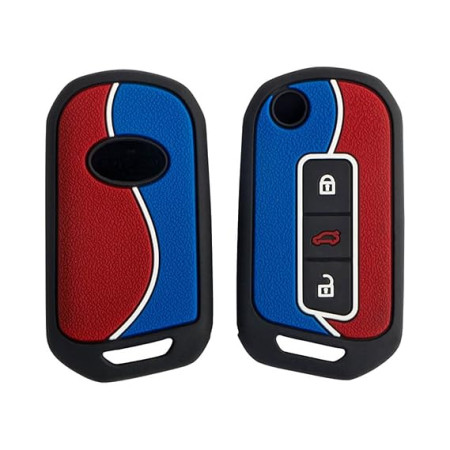 KeyCare Duo Style Key Cover KC D07 for Mahindra Bolero, Scorpio-N, Scorpio, TUV300, XUV 300, Thar, XUV700, Marazzo flip Key | Red/Blue KeyCare Duo Style Key Cover KC D07 for Mahindra Bolero, Scorpio-N, Scorpio, TUV300, XUV 300, Thar, XUV700, Marazzo flip Key | Red/Blue