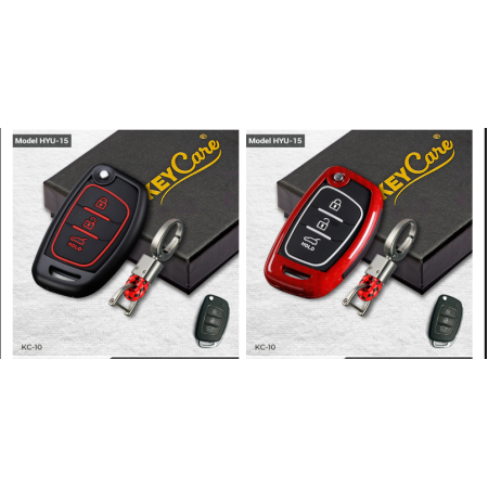 Keycare Premium Metal Alloy Key Case for Creta, I20 2020, I20 Elite, I20 Active, Grand I10, Aura, Xcent 19 Onwards, Venue flip key | Metal HYU 15