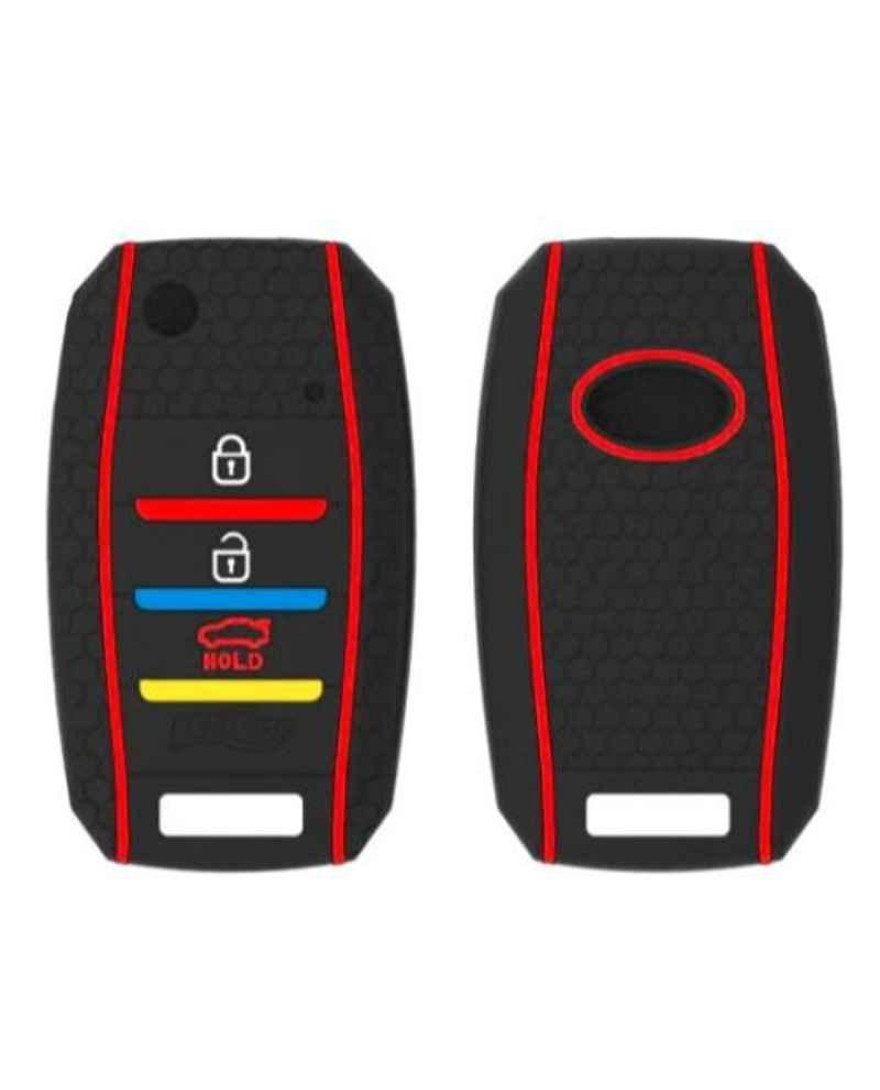 Keycare Silicone Key Cover KC35 Compatible for Kia Seltos, Sonet, Carens 3 Button flip Key | Non Push Button Start Models only | Black