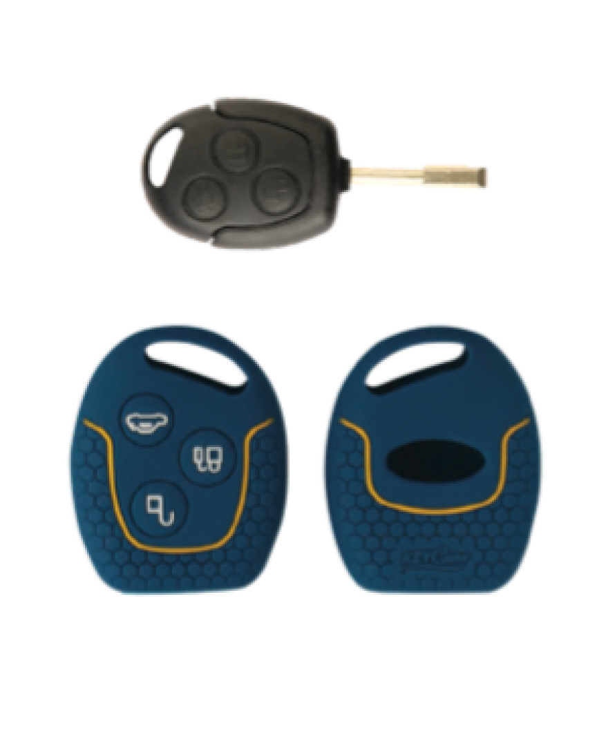 Keycare Silicone Key Cover KC37 for Fiesta, Fusion, Figo 3 Button Remote Key | Black
