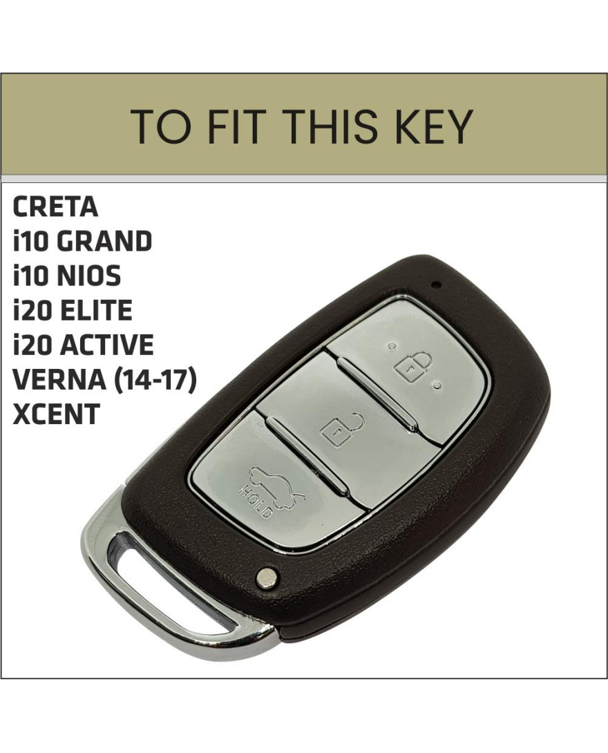 Premium Metal Alloy Key Case for Hyundai CRETA, i20, XCENT, VERNA, AURA, i10 GRAND | Metal HYU 06 | Matt Black