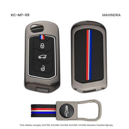 Keycare Metal Key Cover MT-09 for Mahindra Cars