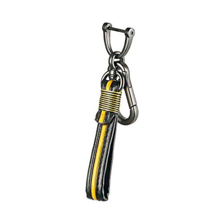 Keycare® Universal car Key Holder Rope Leather Key Chain Keyring (Gold-Black)