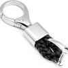 Keycare Car Key Fob Keychains Leather Keys Chain Holder with D-Ring with Screwdriver and Key Rings | Style04 | Black